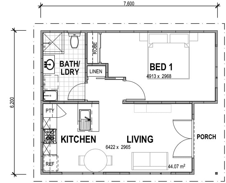 The Miami granny flat layout map